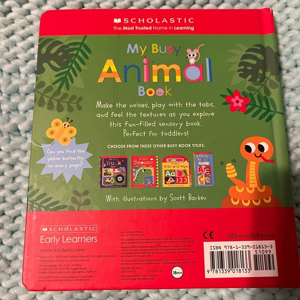 Scholastic Colorful Animal Sensory Board Book